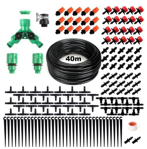 40m Micro Drip Irrigation Watering Kit 8 Hole Adjustable Flow Dripper Atomizer Garden 4/7mm Hose Spray Misting Cooling System