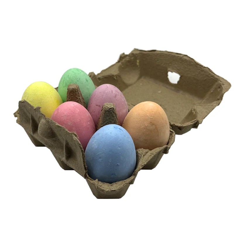 Non-Toxic Washable 6pcs Egg Shaped Jumbo Sidewalk Chalk Kid Dustless Colored School Blackboard easy to hold Chalk