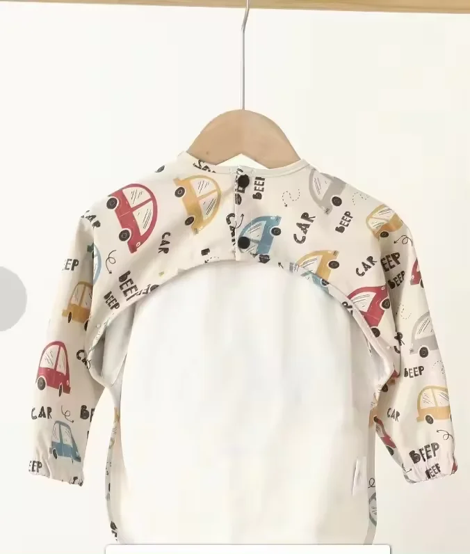 Baby smock bib PU baby apron long sleeve bibs - Baby & Toddler Waterproof Smock with Tug-Pro 6-36month PU fabric Eco-friendly