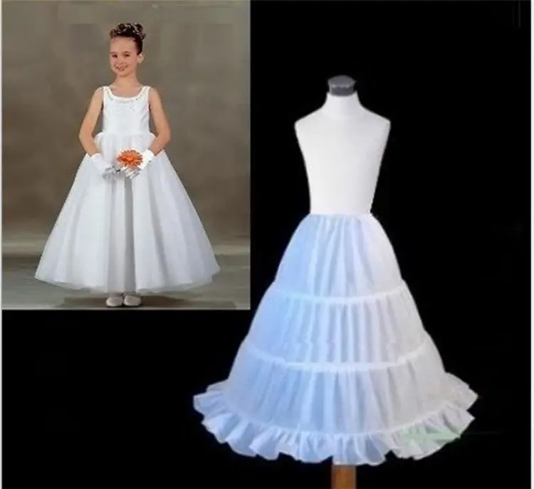 Недорогой Длинный Белый подъюбник 3 обруч 55 см сетчатый из кринолина для цветочных платьев и свадебных