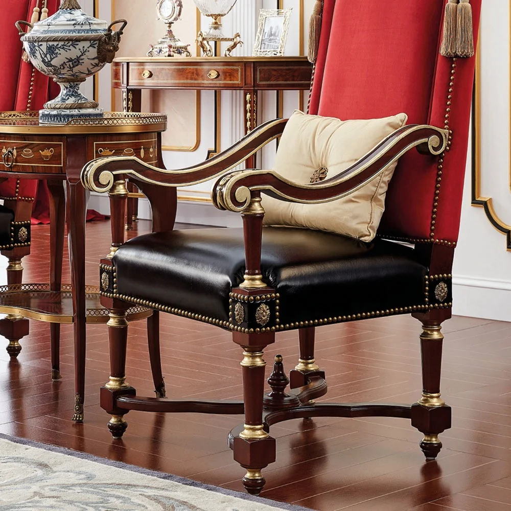 
Luxury British elegant antique lounge wood carved bar chair and table for home 