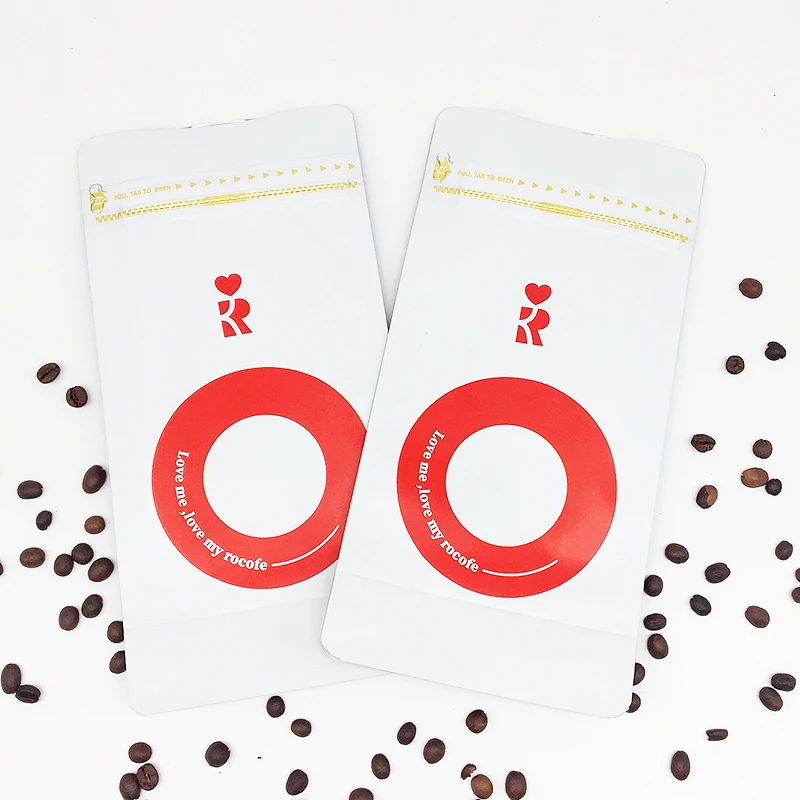 Customized printed 500g coffee sample bags matte white 1lb coffee packing pouches
