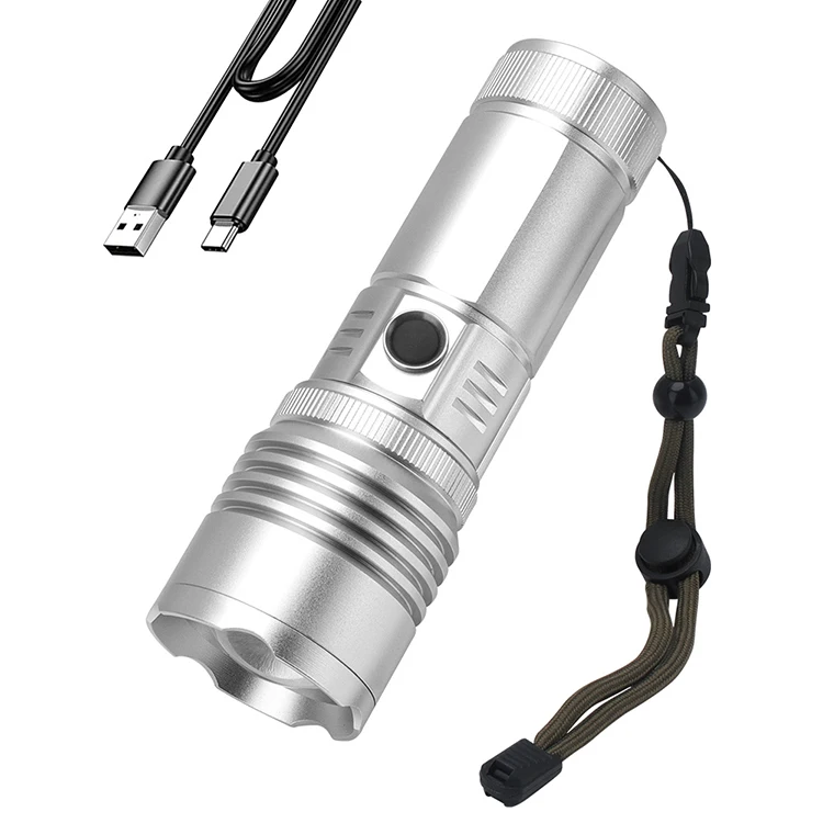 High Lumen Super Bright Long Range Powerful Led Torch Light Zoomable Tactical Waterproof Rechargeable Torch Light Led Flashlight