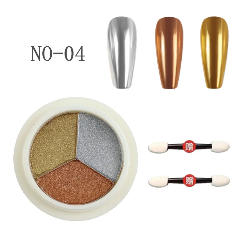 Chrome Nails Powder Mermaid Powders Mirror Nail Pigment Mixed 3 colors sets Nail Polish Mirror Powder