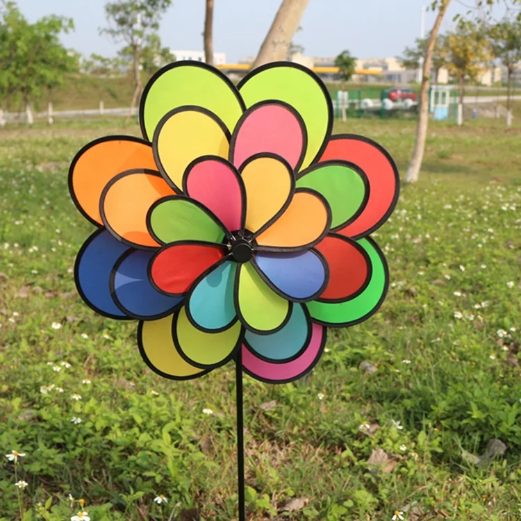 Factory Price Custom Color Spring Flower Decoration Garden Toy Windmill (62319915190)