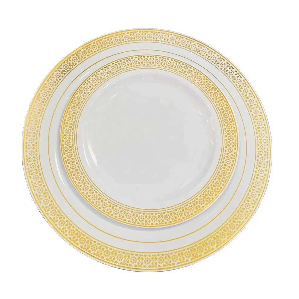 Birthday Wedding Party Supplies 25Guests 175PCS Gold Plates Silverware Plastic Party Tableware