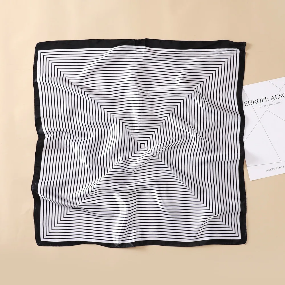 2022 New Fashion Chiffon Head Scarf Digital Print 60x60 Silk Satin Scarf for Women Spring