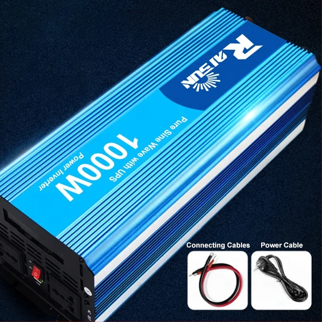 Чистый синусоидальный инвертор Raisun с UPS 12V 24V 48V до 110V 220V 800W 1000W 1500W 2000W 2500W 3000W