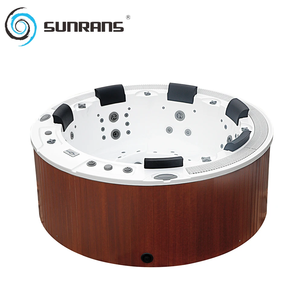 Sunrans Factory Wholesale Modern Design Round 6 Person Hot Tubs Aristech Acrylic With Pillow Whirlpool Spa for Outdoor