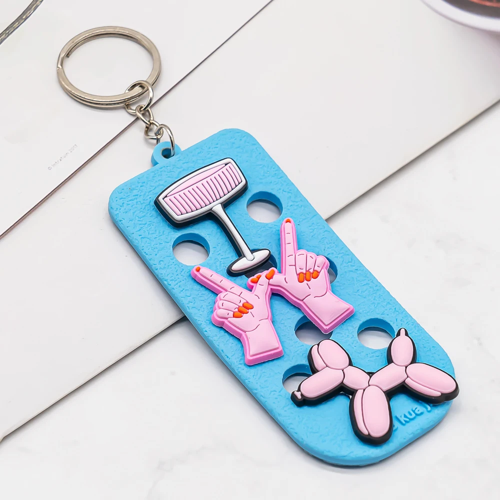 Factory Direct Custom with Hole EVA Keyrings Wholesale Silicone Key Ring 2D Rubber Key Chain Soft PVC Keychain