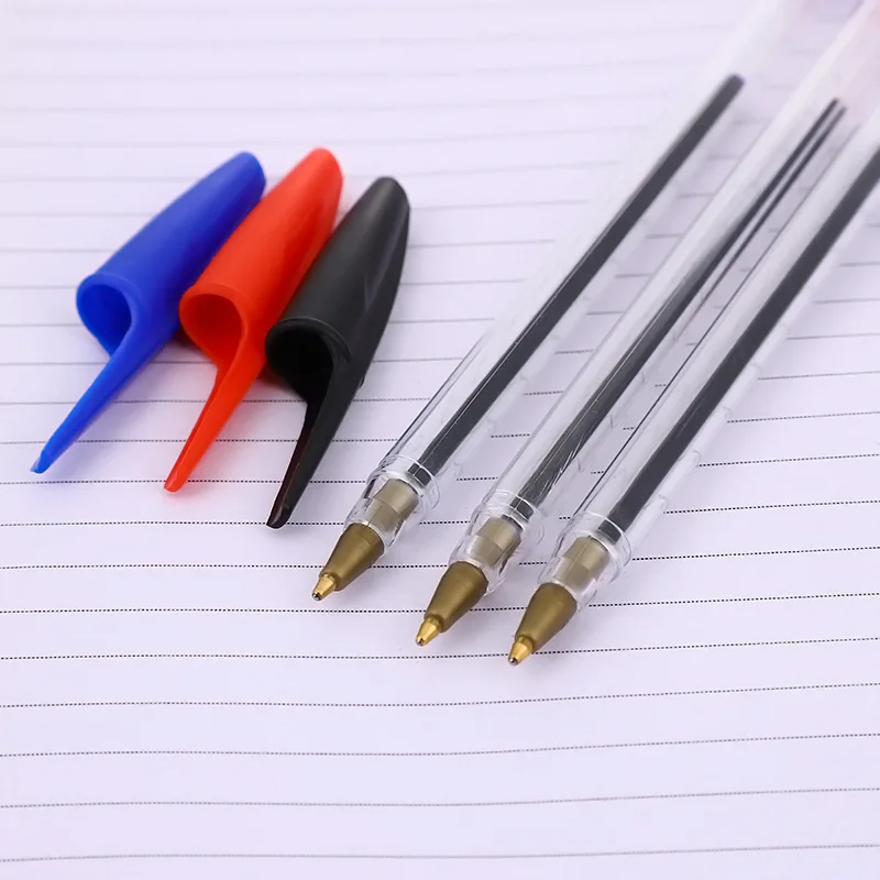 Transparent Stick Pens Custom Logo Hot Sale Ballpen Cheap Simple Pen Promotion