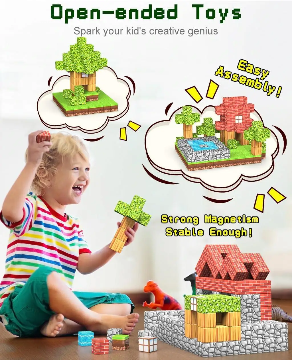 100pcs Magnetic Sensory Cubes STEM Montessori Building Blocks for Kids Plastic Magnet World Set for Toddlers MOQ 100pcs