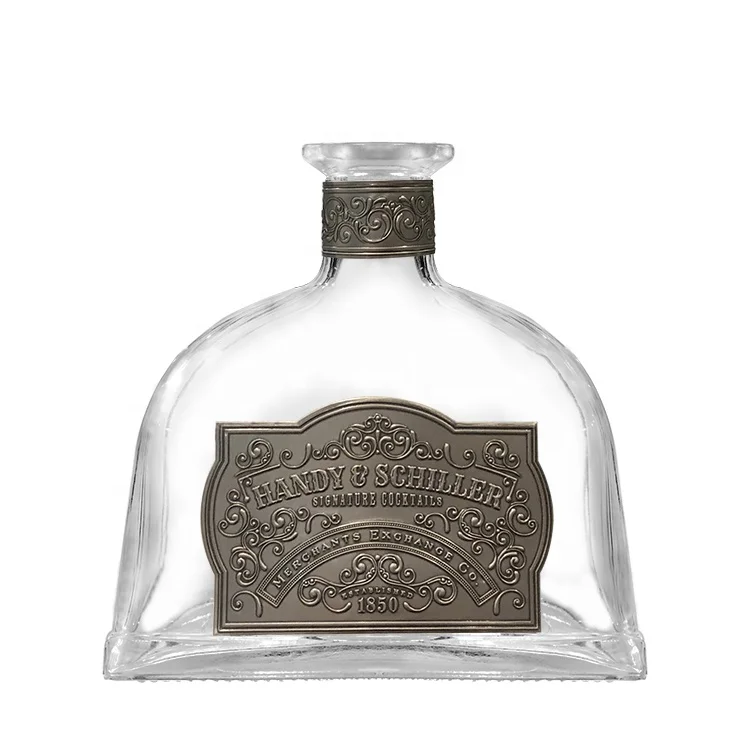 Custom Aluminum Metal Cognac Whisky Brandy Tequila Cocktail Bottle Wine Bottle Private Label With Adhesive