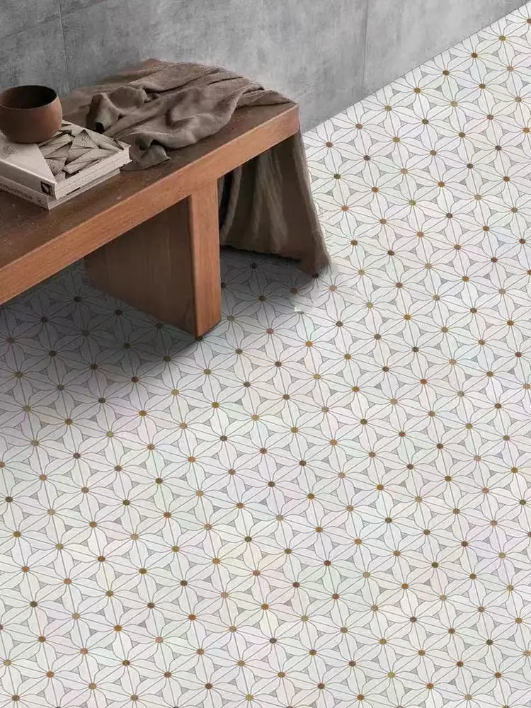 Waterjet Flower Pattern Marble Mosaic Brass Inlay Tile Mosaic Tile For Kitchen Backsplash And Bathroom Wall Tile