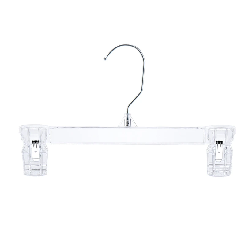 Custom Logo PS Plastic Baby Clothes Kids Pants Hanger with Clips