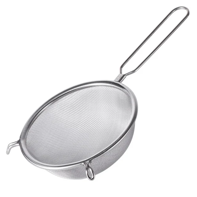 Long Wire handle Oil Skimmer Strainers, Stainless Steel 4Pcs Set Mesh Strainer, Flour Sifter Sieve Colander for Kitchen Food