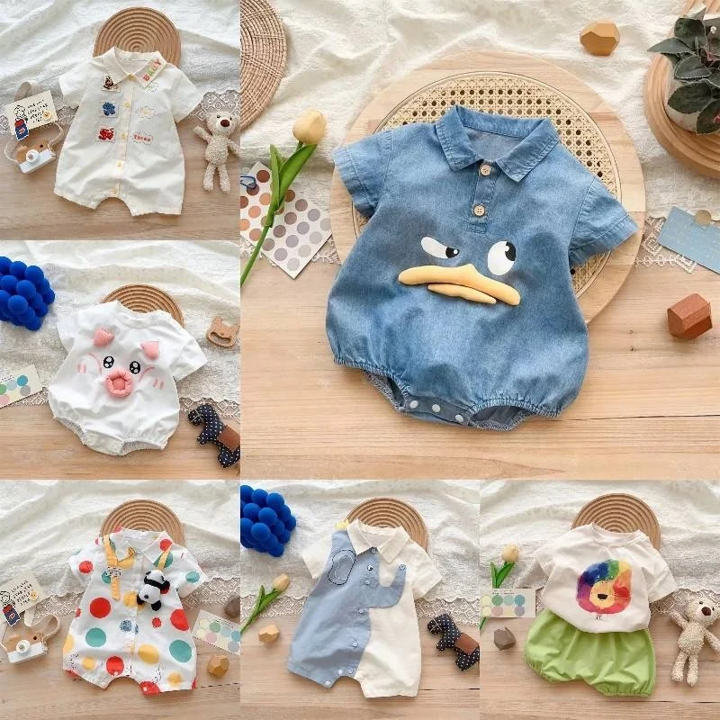 Hot selling 100% cotton baby onesies factory stock baby clothes newborn boys and girls onesies onesies