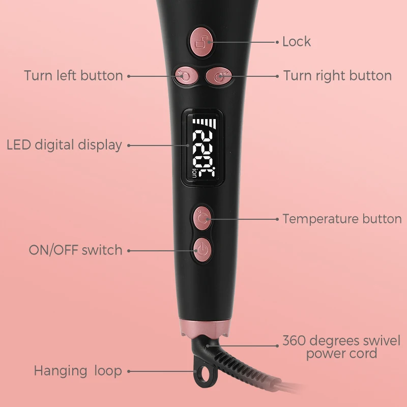 Ionic 360 Degree Ceramic Barrel Electric Professional Auto Rotating Curling Iron Automatic Hair Curler Wand