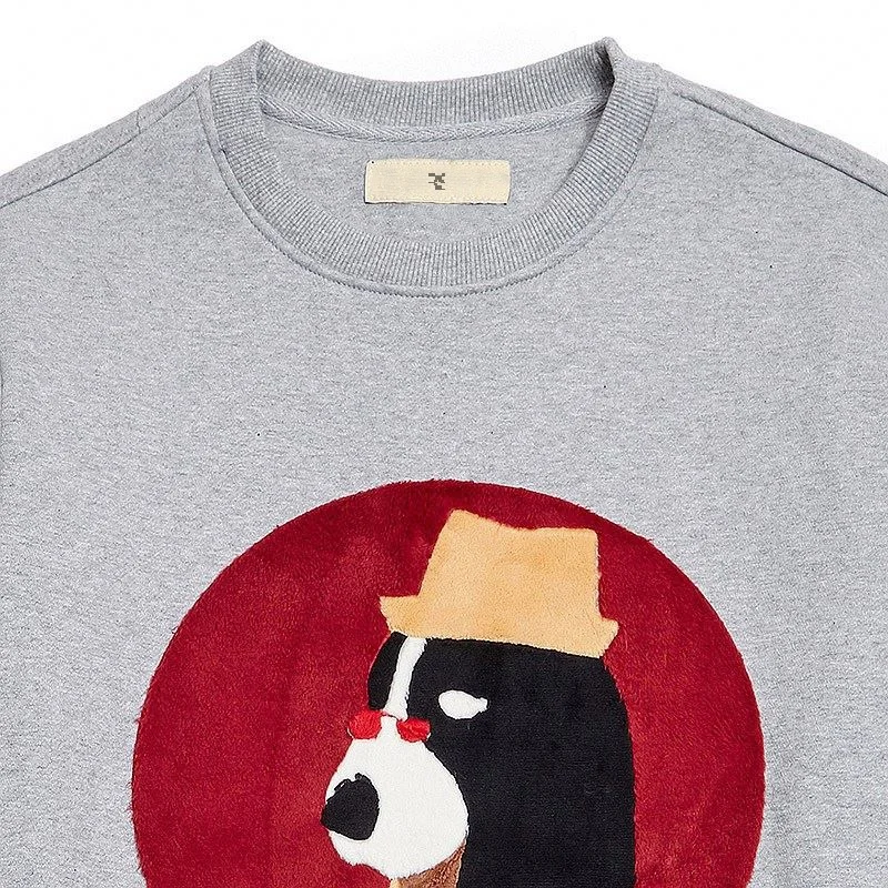 
Organic Cotton Sweatshirt with Dog Embroidery without Hood for Children 