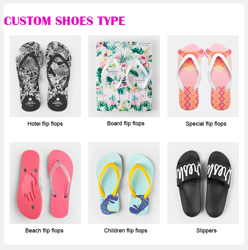 Summer Printing Wholesales Customized Logo EVA Sole Beach Sublimation Cheap Custom Flip Flops