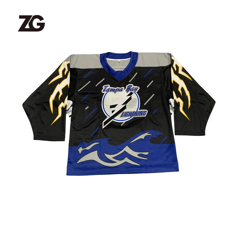 high quality embroidery tampa bay lightning ice hockey jersey custom team hockey jersey