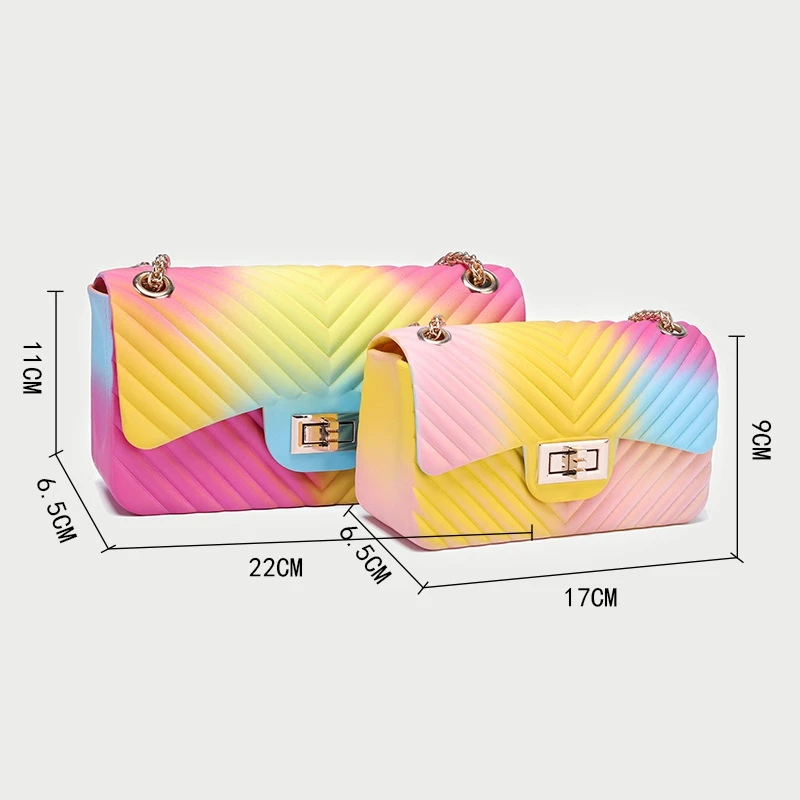 2022 PVC jelly bags rainbow purses and handbags luxury handbags for women