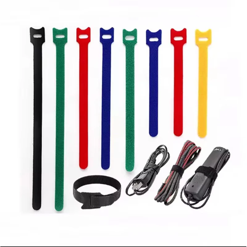 Adjustable Reusable Self-Adhesive Cable Ties and Cord Straps Heat Resistant for Organizing and Managing Hook Loop Cords