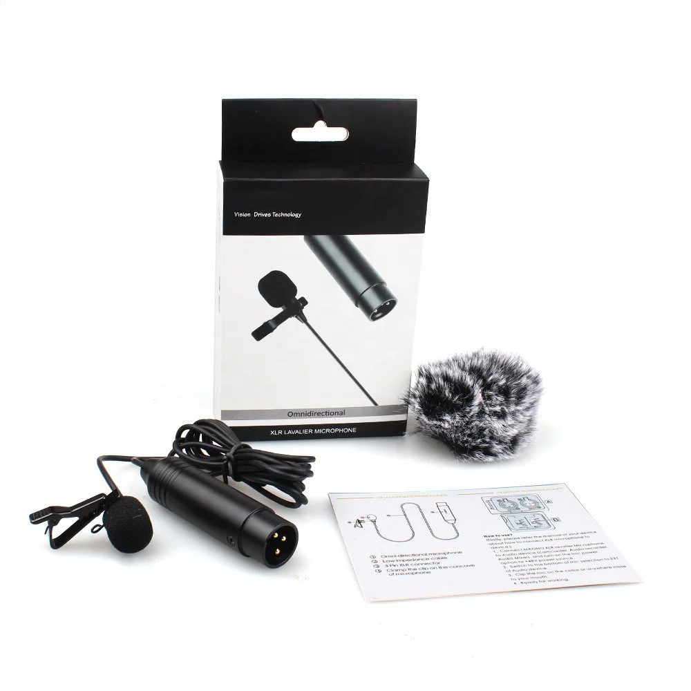 Lavalier lapel microphone 3.5mm jack for clip-on lav microphone xlr