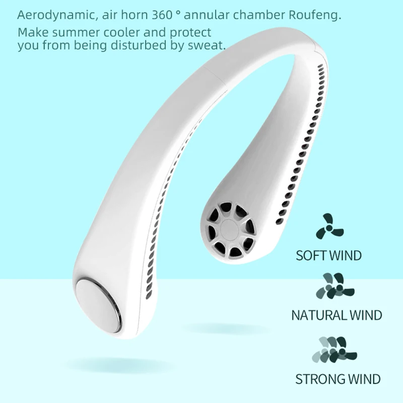 2022 Top Selling Cheap Price Bladeless Neck Fan Portable Rechargeable Hanging Mini Wearable Cooling Fan