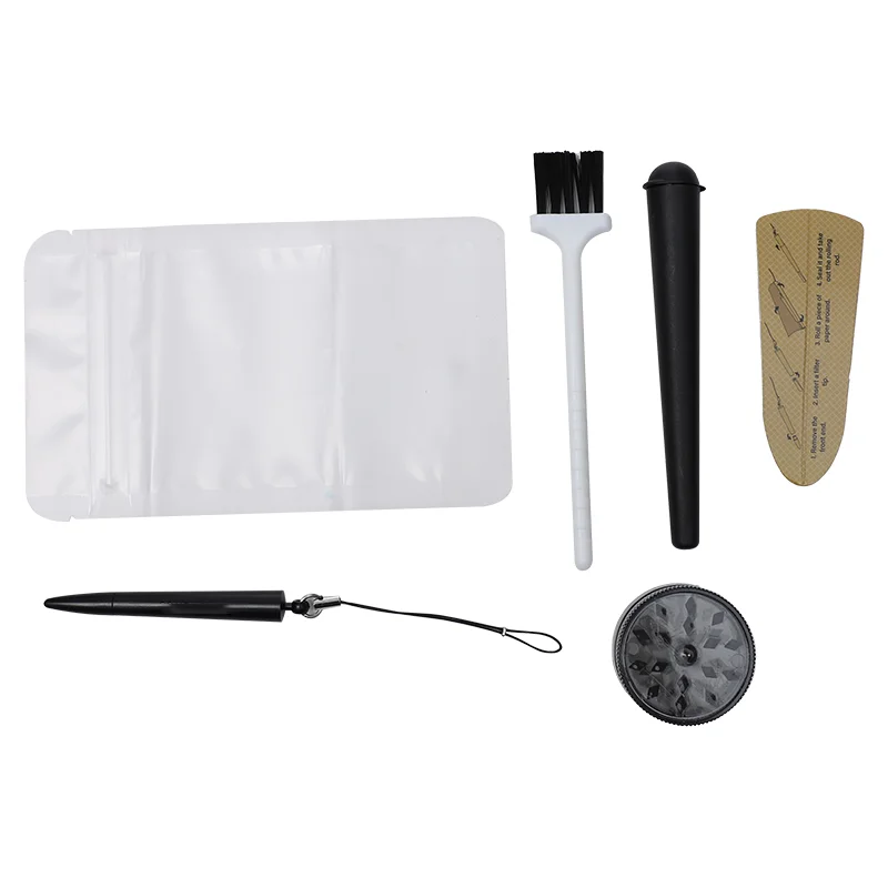New design style custom logo cigarette rolling machine kit bag cigarette tobacco rolling tray grinder set with brush