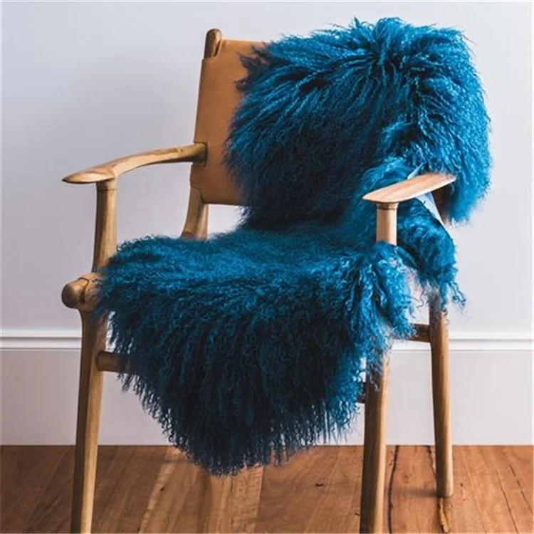 Long Soft Wool Fully Machine Washable Colorful Sheepskin Rug Fur China Supplier Colorful Single Pelt 5-8cm Natural Plate 90*60cm