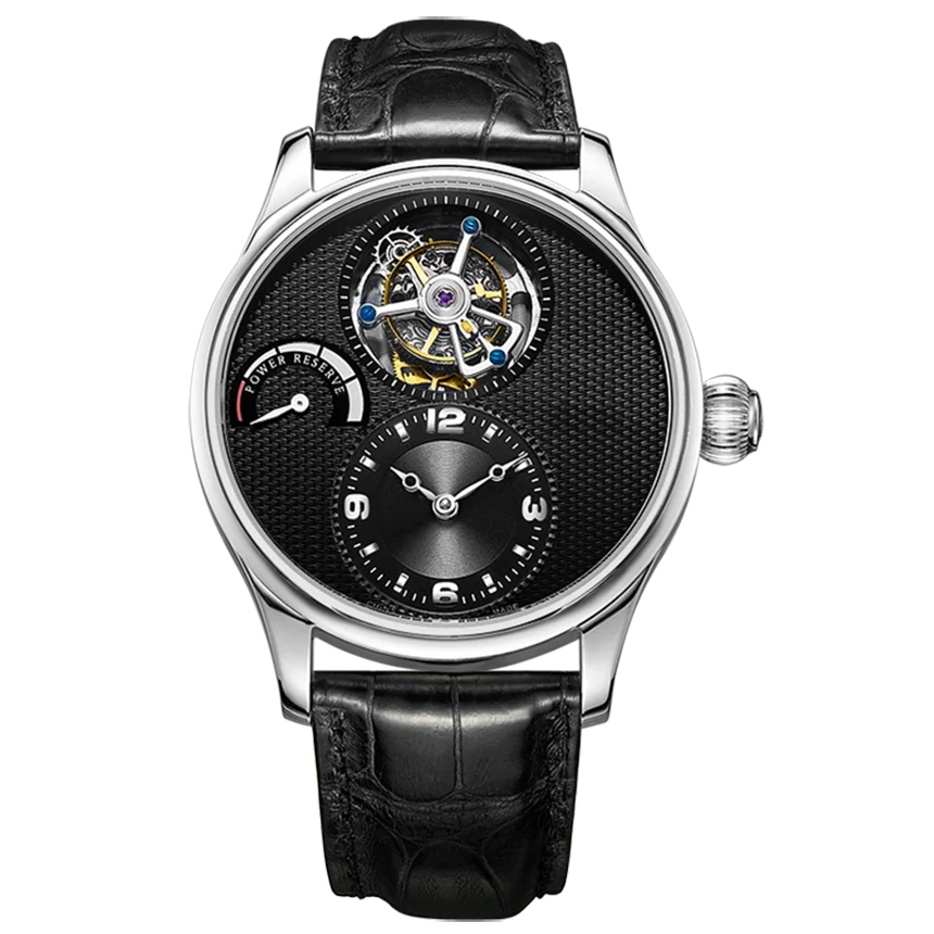 Latest Italian cow leather strap power show tourbillon men mechanical watch