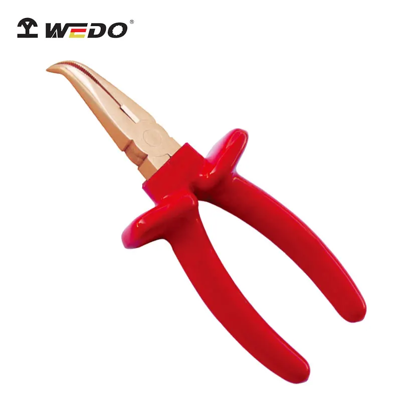 WEDO Insulated Non-sparking Non-magnetic Dipped Round 45 Degree Bent Pliers
