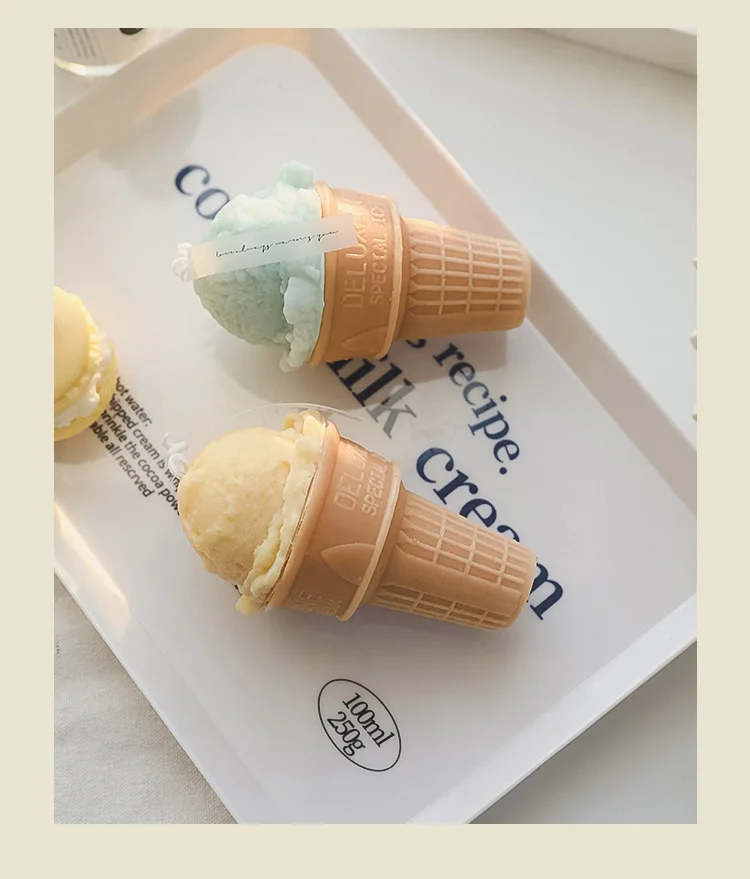 AHMH Ins Style Novelty Gifts Party Novelties Soy Wax Candles Ice Cream Cone Aromatherapy Decoration Handmade Gift Scented Candle