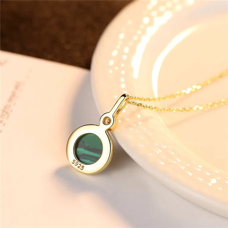Hot selling personalized women statement silver 925 malachite necklace