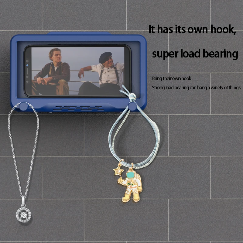 Anti Slip Shower Phone Holder Waterproof Sticky Wall Mount Anti Fog Rotate 360 degrees Mobile Phone Stand