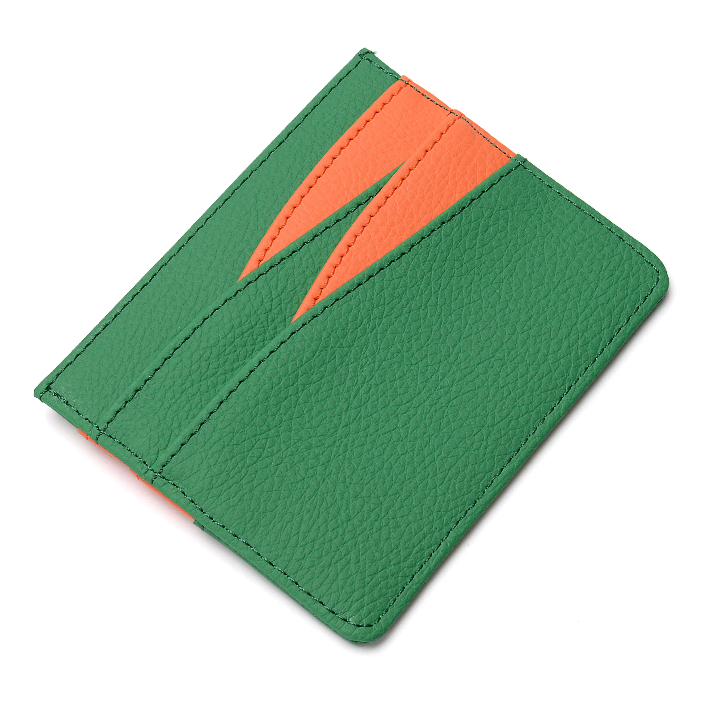 Multicolor Double Spell Card Holder Personalized Cardholders Faux Saffiano Pebbled Leather Credit Card Holder Wallet