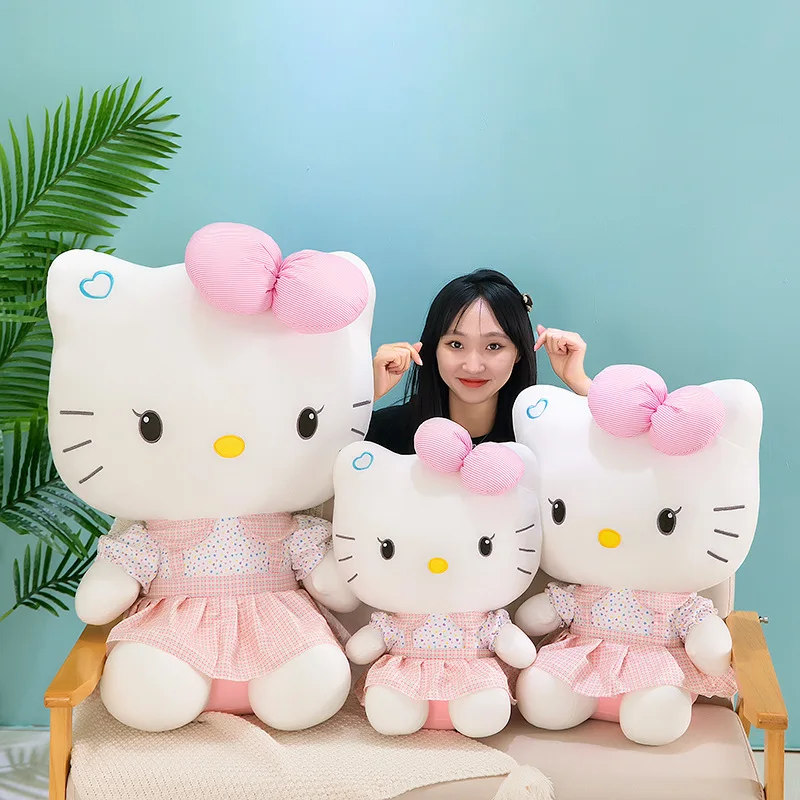 Manufacturers Wholesale 35/45/55/75Cm Pink Skirt Kitty Plush Toy Kt Cat Doll Throw Pillow Birthday Gift For Girls