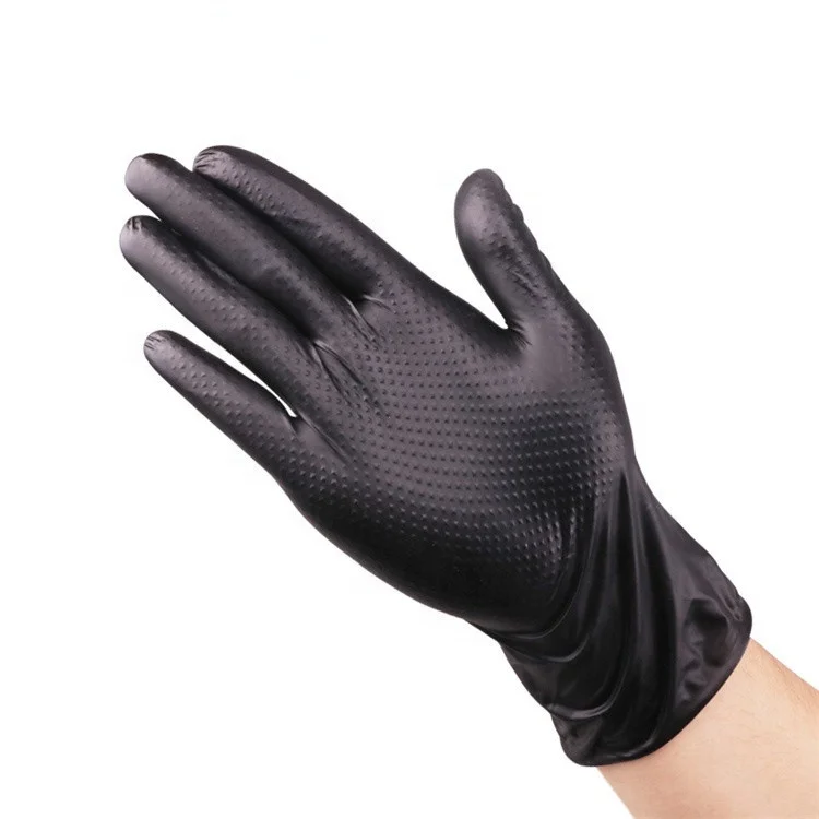 OEM Chemical Resistant Textured Gloves Nitrile Orange Black Clean Room Mechanic Synthetic Industrial Nitrile Gloves 9mil