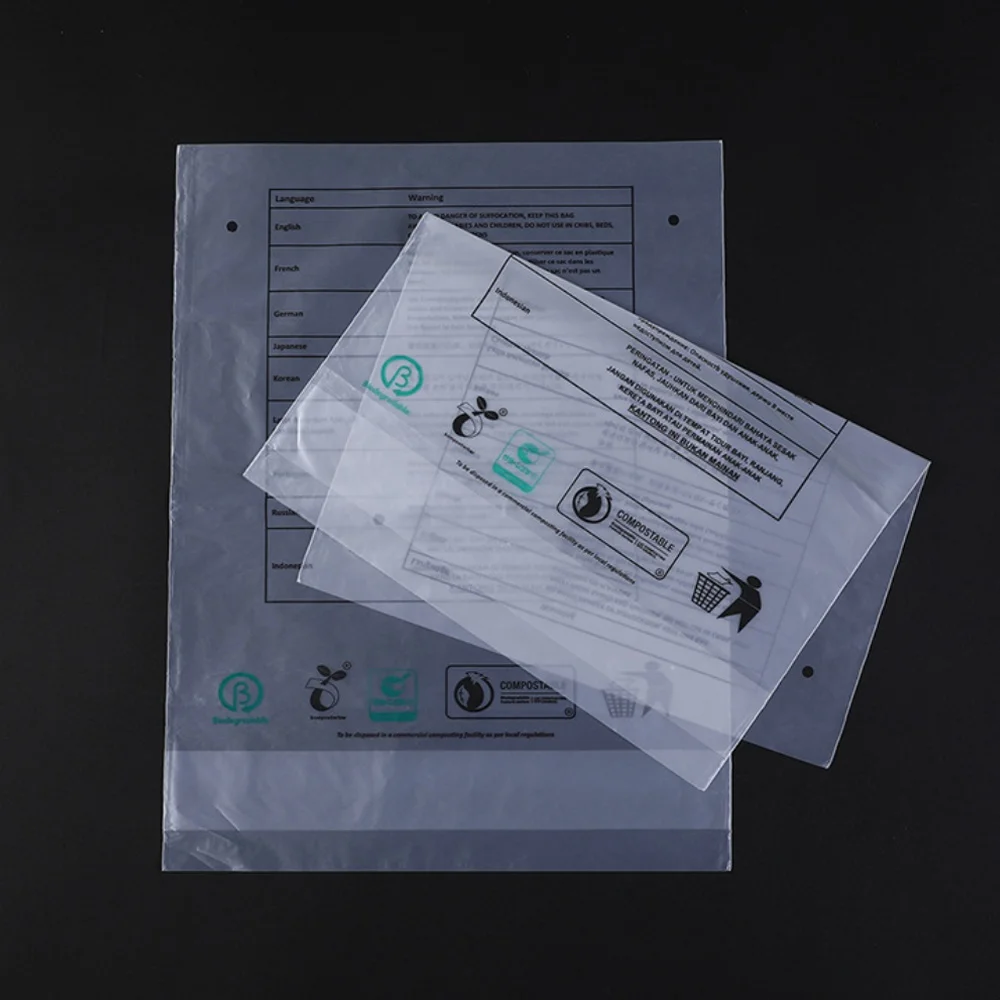 customized corn starch biodegradable plastic bag for packaging eco friendly compostable self adhesive shopping bag with logos