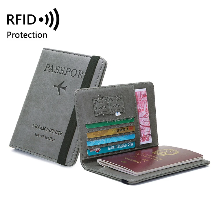 High Quality Custom Logo Printed Pu Leather Card Wallet Passport Cover Case Travel Rfid Blocking Passport Holder