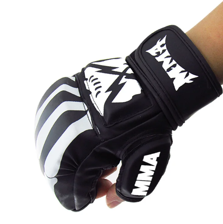 
Custom Bulk Printed Logo Muay Thai MMA Half Finger Sandbag Training Boxing Gloves 