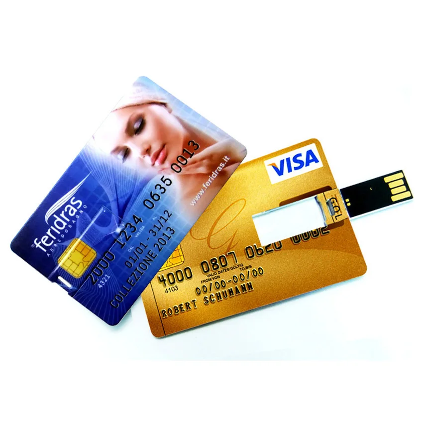 Full color logo branded 8GB 16GB slim business credit card shape usb flash drive