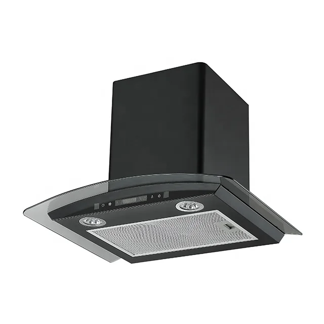 Wall Mounted Curved Glass Cooker Hood Touch Control Electric Kitchen Range Hood Home Chimney Extractor