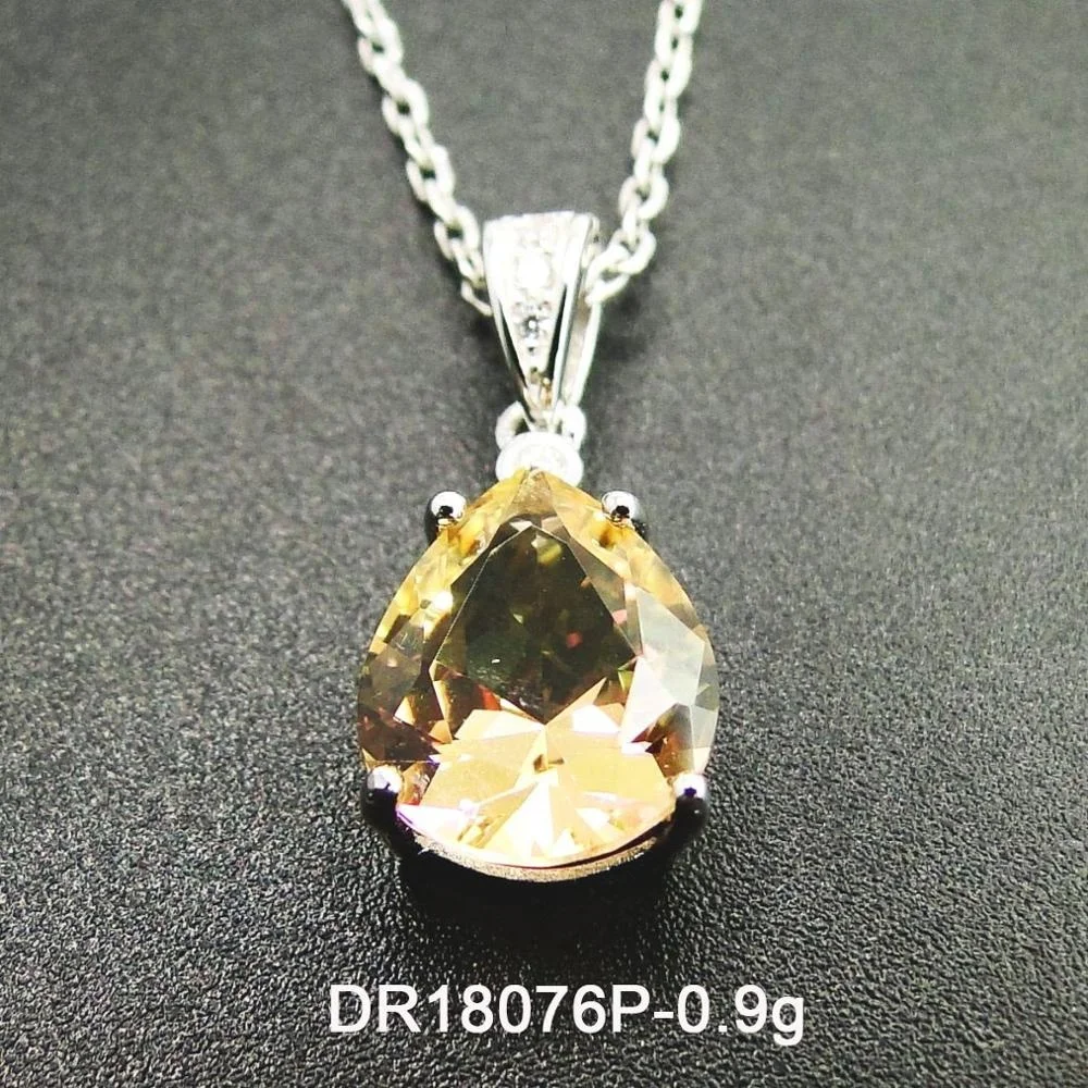 925 Sterling Silver Pear Cut Morganite Pendant For Woman Jewelry