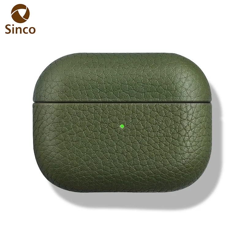 2021 New Premium Leather Pebble Grain Cover Case Protective Carrying Case For Airpods