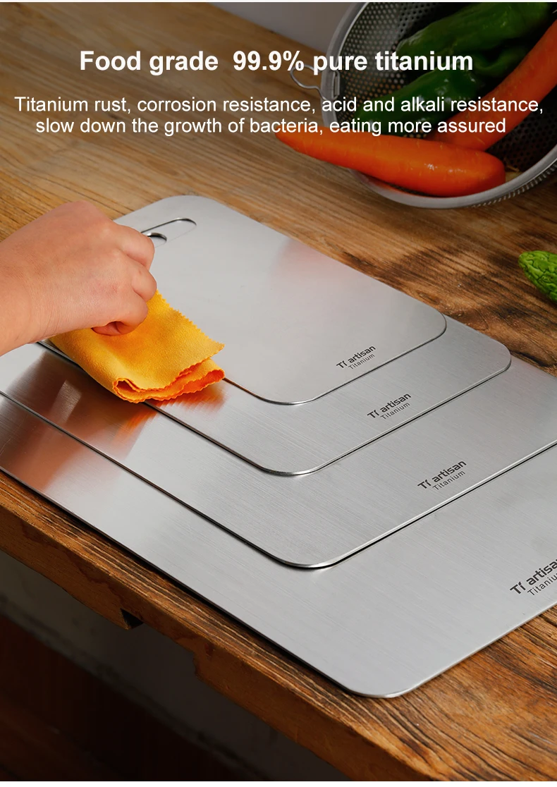 Titanium Cutting Boards Kitchen Double-Sided Chopping Board Portable Food Grade Cutting Mat Serving Tray for Outdoor Camping