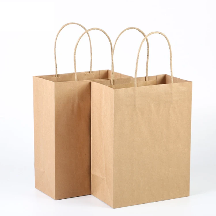 Factory wholesale kraft paper treat bags for clothes kraft paper bag with handles