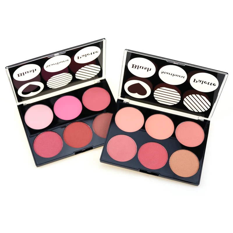 Hot Selling Face Make Up Cosmetics Blusher 6 Colors Waterproof Makeup Blusher Palette
