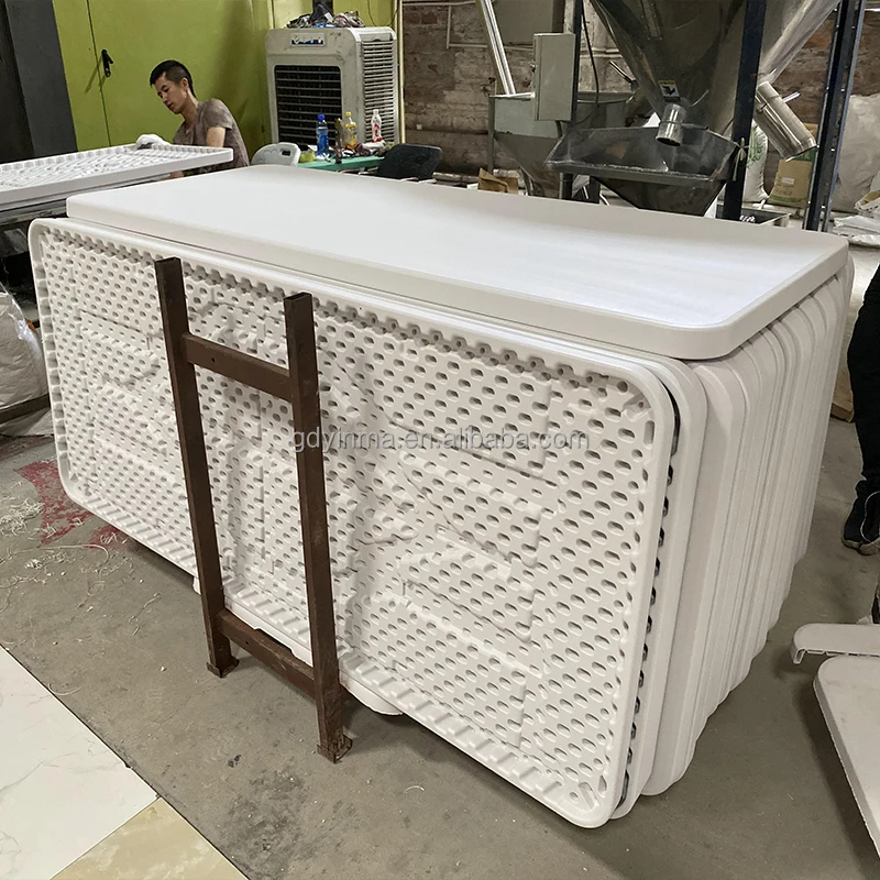 Square 6ft 180cm HDPE Plastic Folding Table with Powder-Coated Steel Legs for BBQ